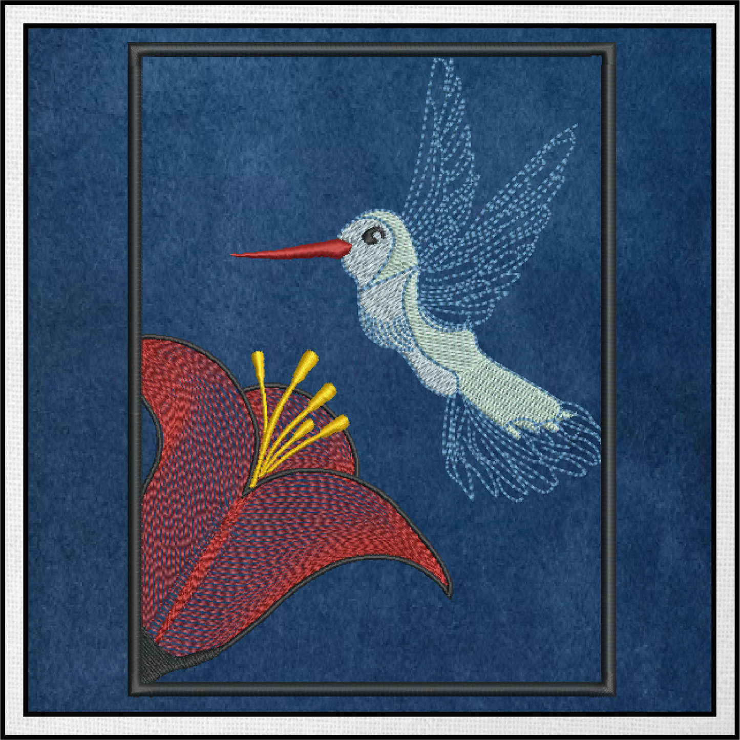 Hummingbird Machine Embroidery Design | Blue Bird Audubon Pattern | Nature-Inspired Bird Embroidery | 6 Sizes (0616)