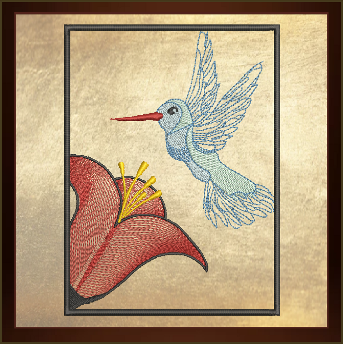 Hummingbird Machine Embroidery Design | Blue Bird Audubon Pattern | Nature-Inspired Bird Embroidery | 6 Sizes (0616)