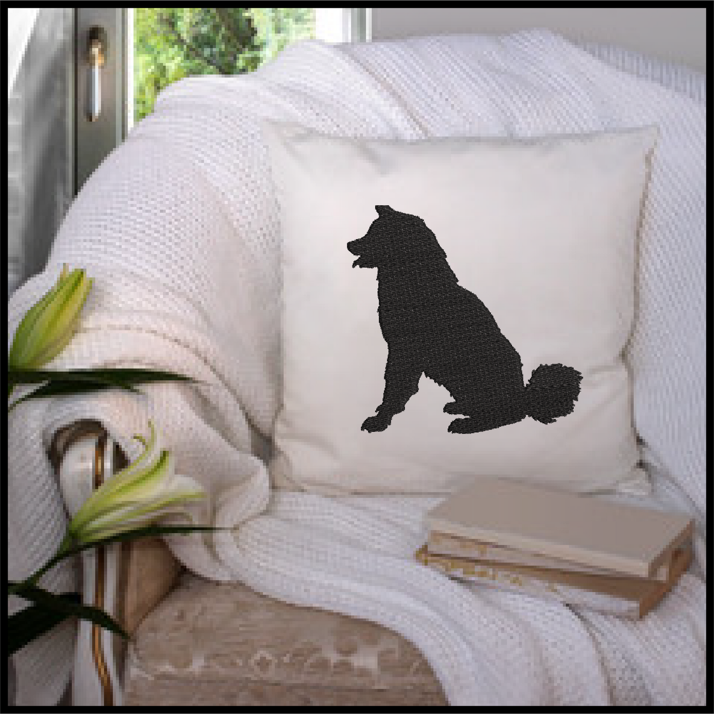 Husky Dog Breed Silhouette Machine Embroidery Design | Working Dog Animal Embroidery Design | 4 Sizes (0577)