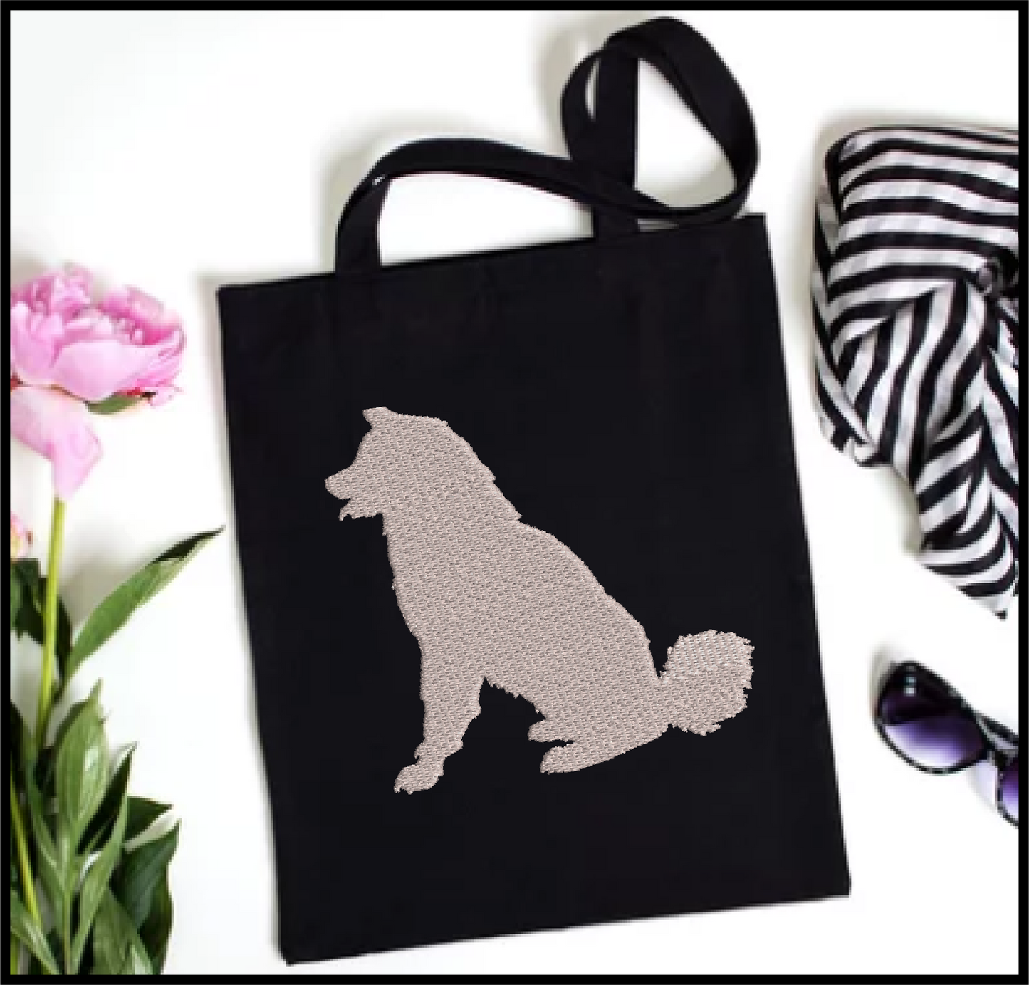 Husky Dog Breed Silhouette Machine Embroidery Design | Working Dog Animal Embroidery Design | 4 Sizes (0577)