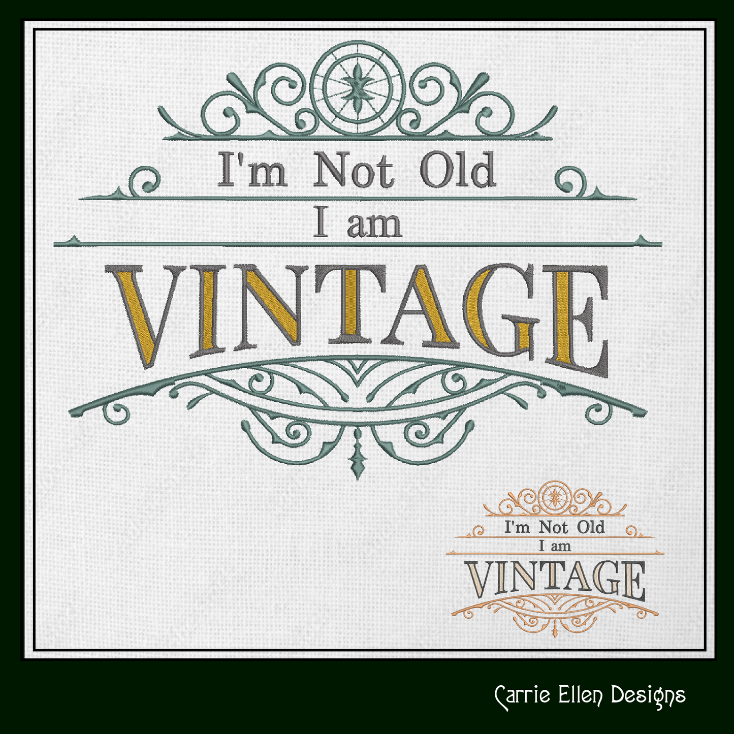 I Am Vintage Machine Embroidery Design | I’m Not Old Funny Saying, Cynical Quote Embroidery Pattern, 6 Sizes (1732)