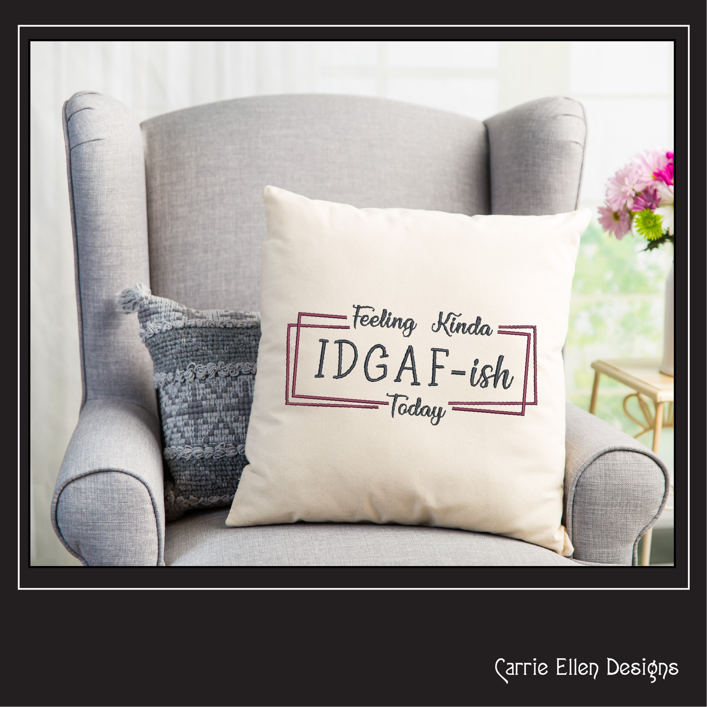 Feeling Kinda IDGAF-ish Today Machine Embroidery Design – Funny and Cynical Saying, Sassy Mood Quote, 6 Sizes (1728)