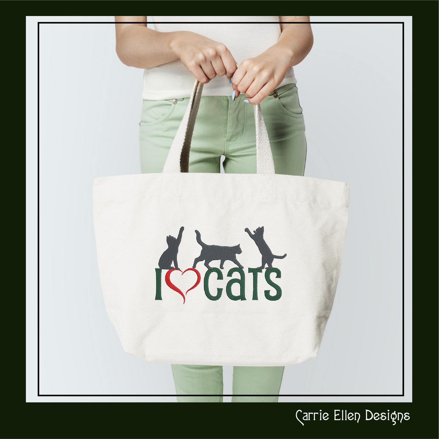 I Love Cats Machine Embroidery Design – I Heart Cats Silhouette Pattern – 6 Sizes (1256)