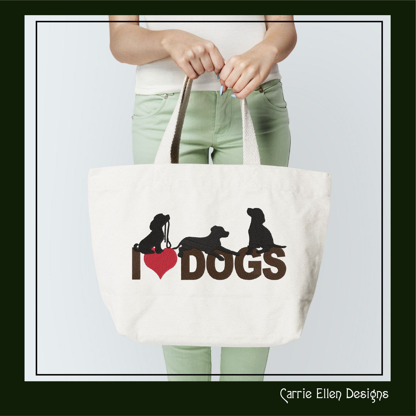I Love Dogs Machine Embroidery Design – I Heart Dogs Silhouette Pattern – 6 Sizes (1251)