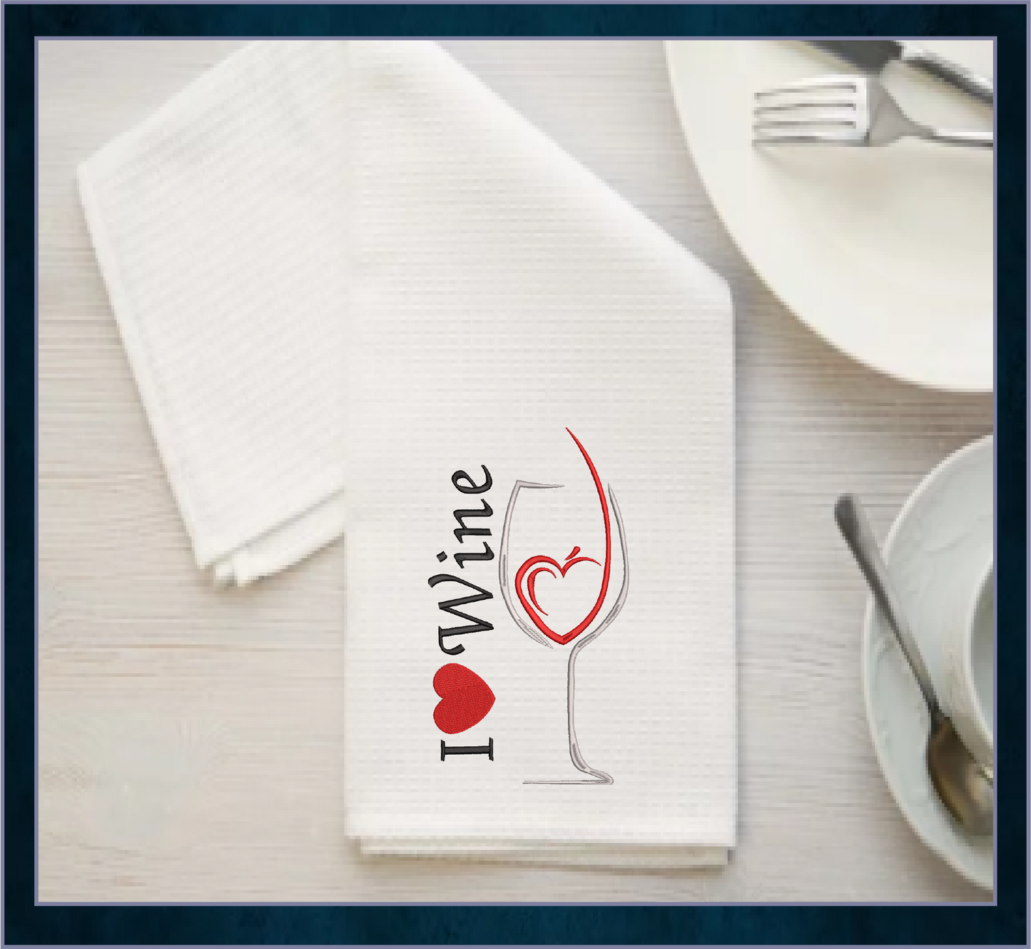 I Love Wine Machine Embroidery Design | Wine Lover Embroidery Pattern | Wine Glass & Heart Stitch Design | 10 Sizes (0627)