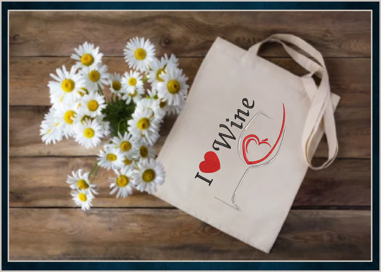 I Love Wine Machine Embroidery Design | Wine Lover Embroidery Pattern | Wine Glass & Heart Stitch Design | 10 Sizes (0627)