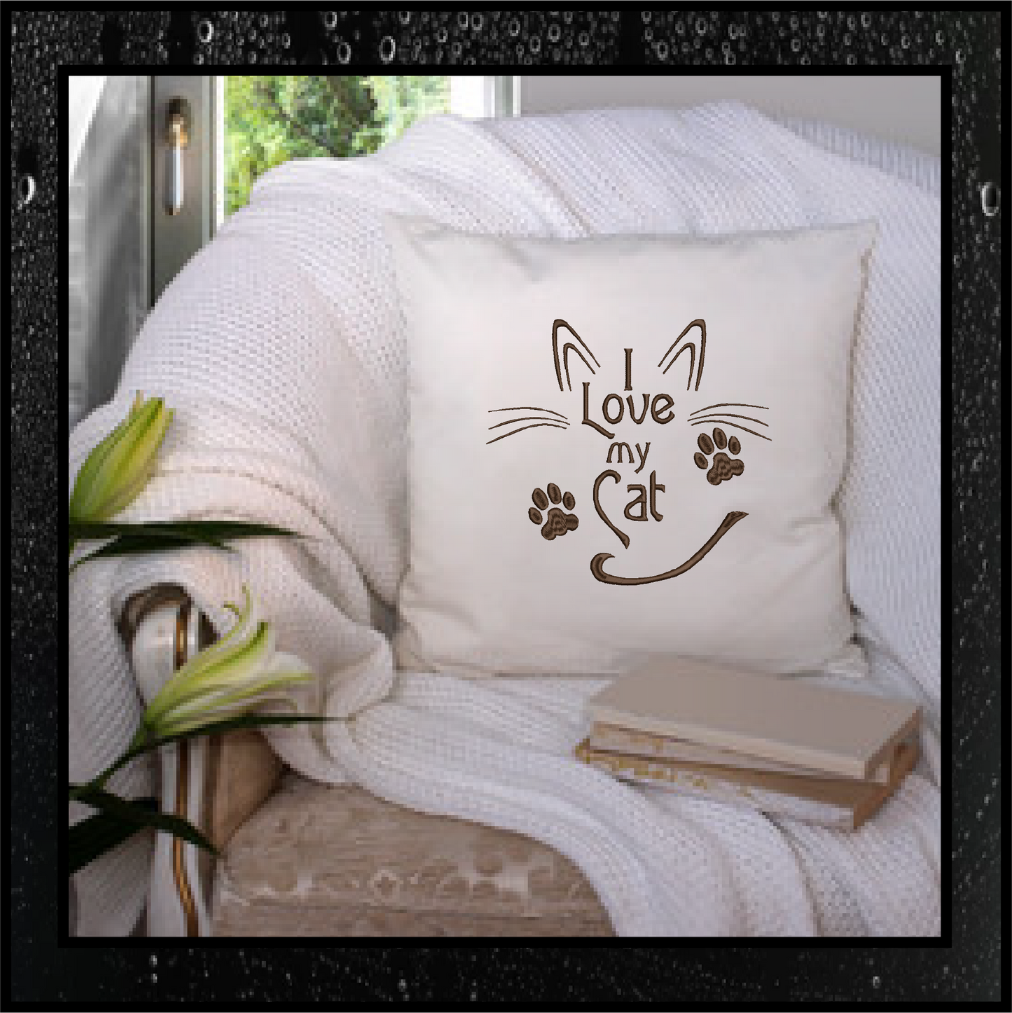 Cat Machine Embroidery Design, I Love my Cat Embroidery Quotes and Sayings, Animal Pet Embroidery Design, 8 Sizes (0893)