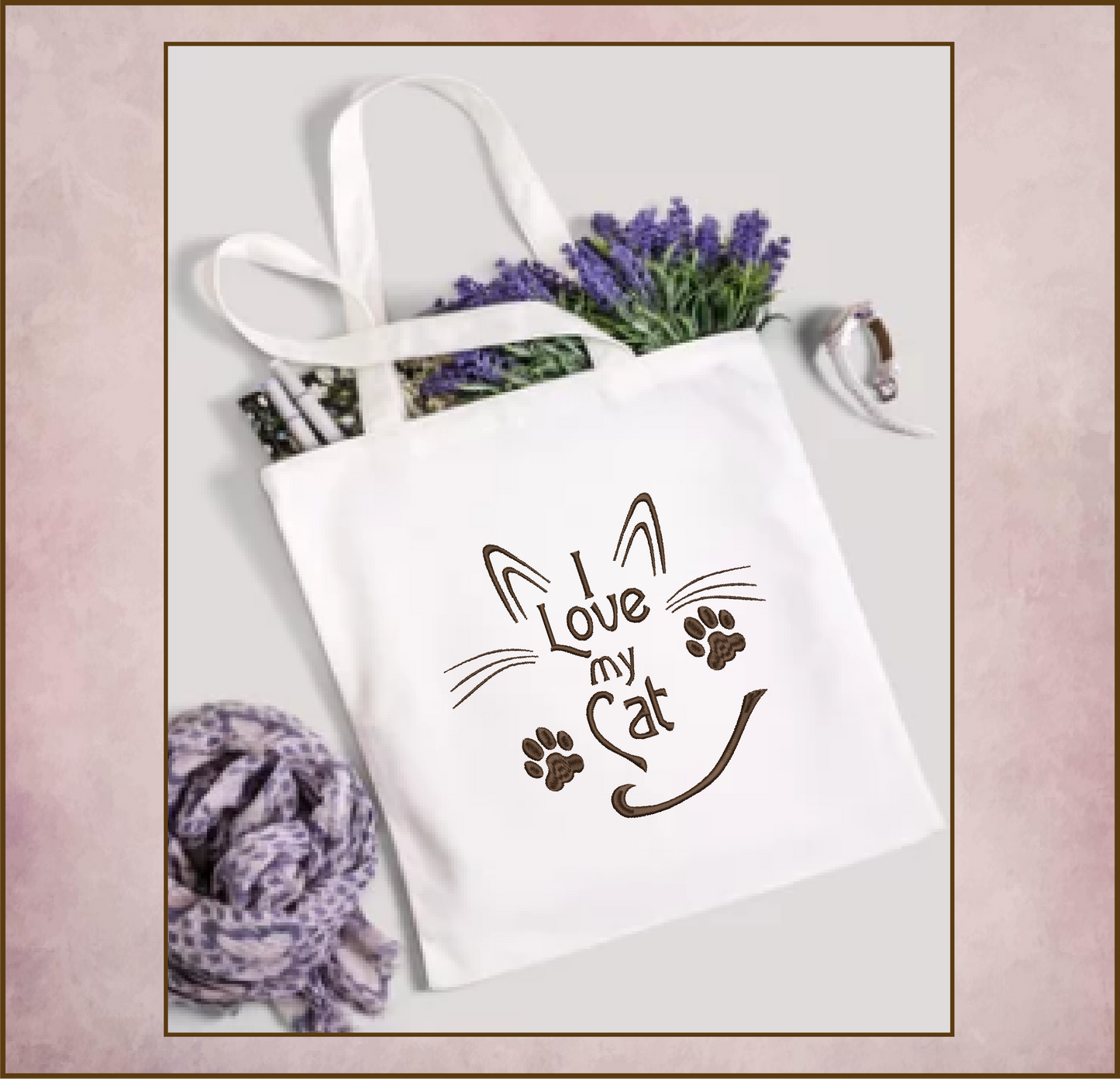 Cat Machine Embroidery Design, I Love my Cat Embroidery Quotes and Sayings, Animal Pet Embroidery Design, 8 Sizes (0893)