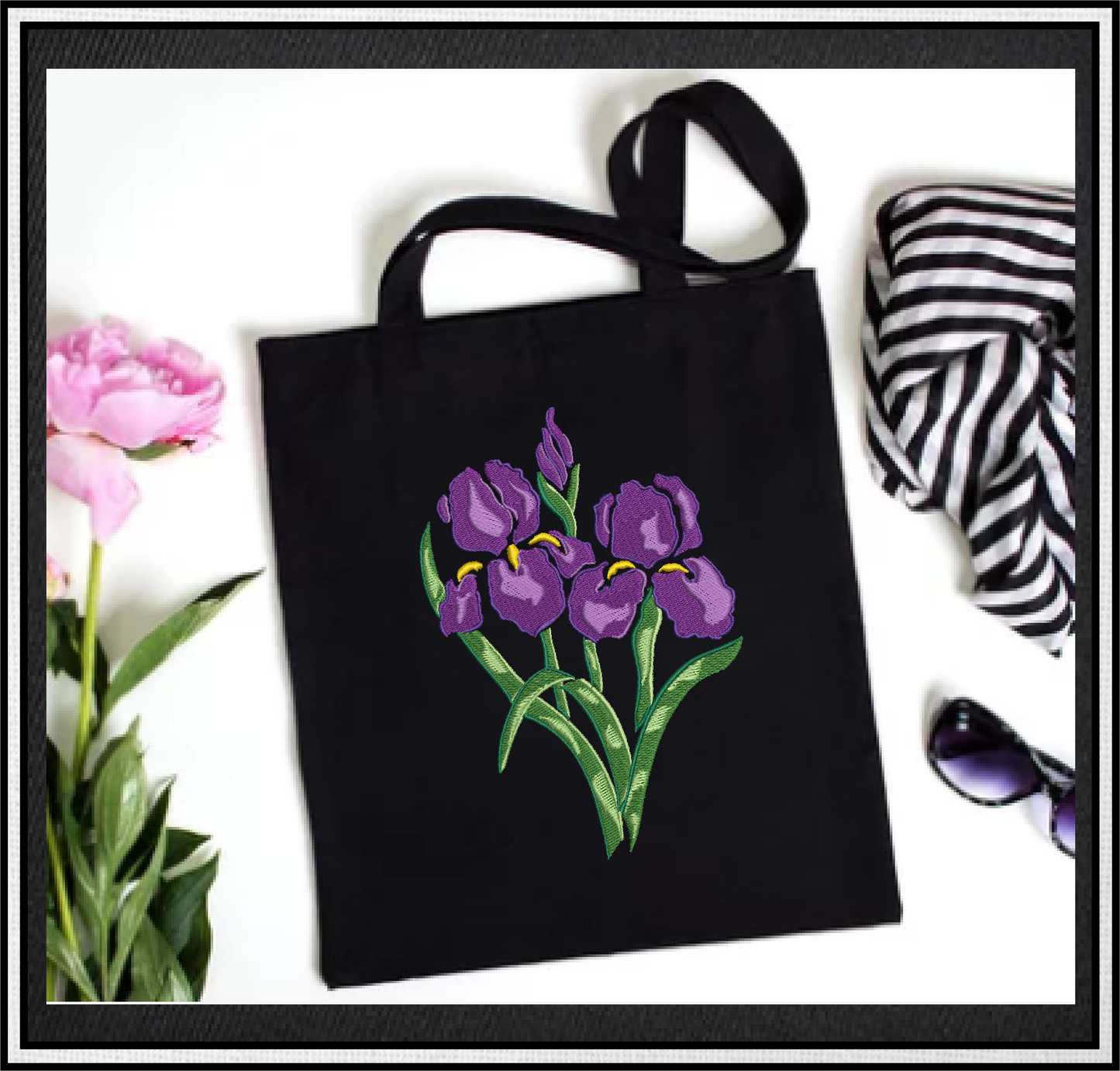 Iris Machine Embroidery Design, Iris Flower Design, Lilac and Purple Iris, Garden Flowers Embroidery, 6 Sizes. (0317)
