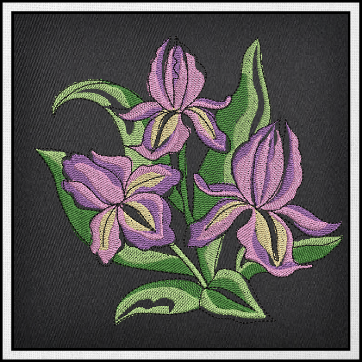 Iris Machine Embroidery Design, Iris Flower Design, Pink and Lilac Garden Flowers Embroidery, 6 Sizes. (0318)