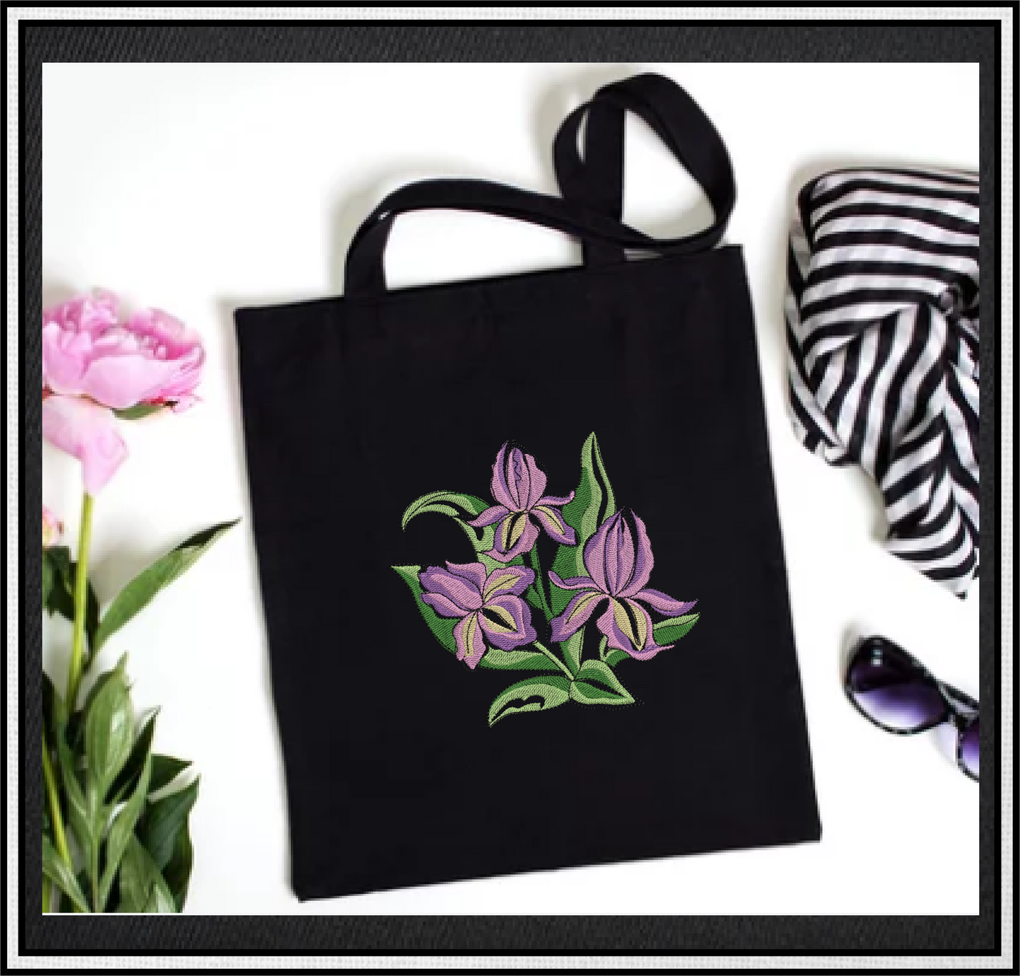 Iris Machine Embroidery Design, Iris Flower Design, Pink and Lilac Garden Flowers Embroidery, 6 Sizes. (0318)