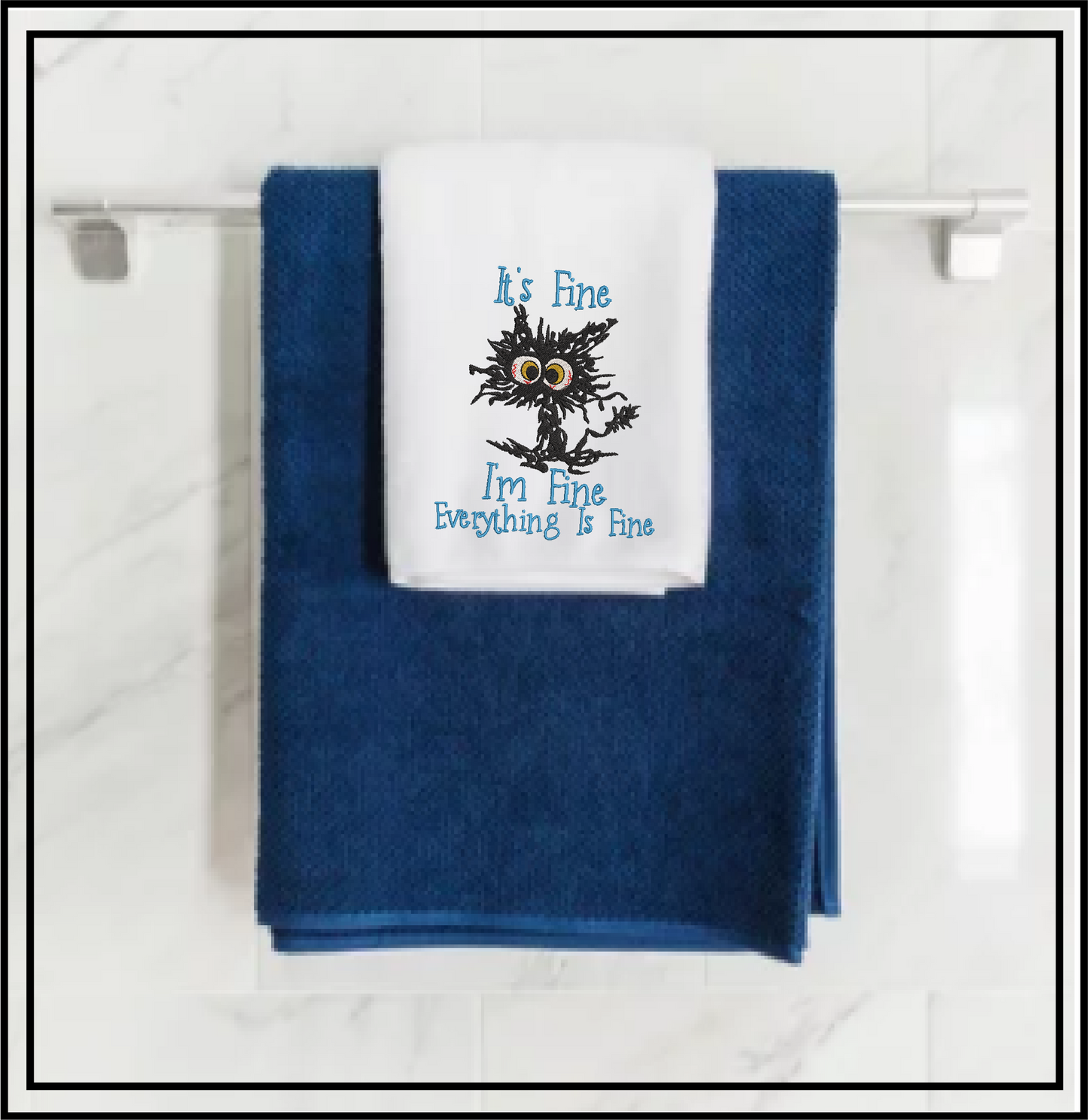 It’s Fine I’m Fine Cat Embroidery Design – Funny Neurotic Black Cat – Humorous Quote Machine Embroidery File, 8 Sizes (0651)
