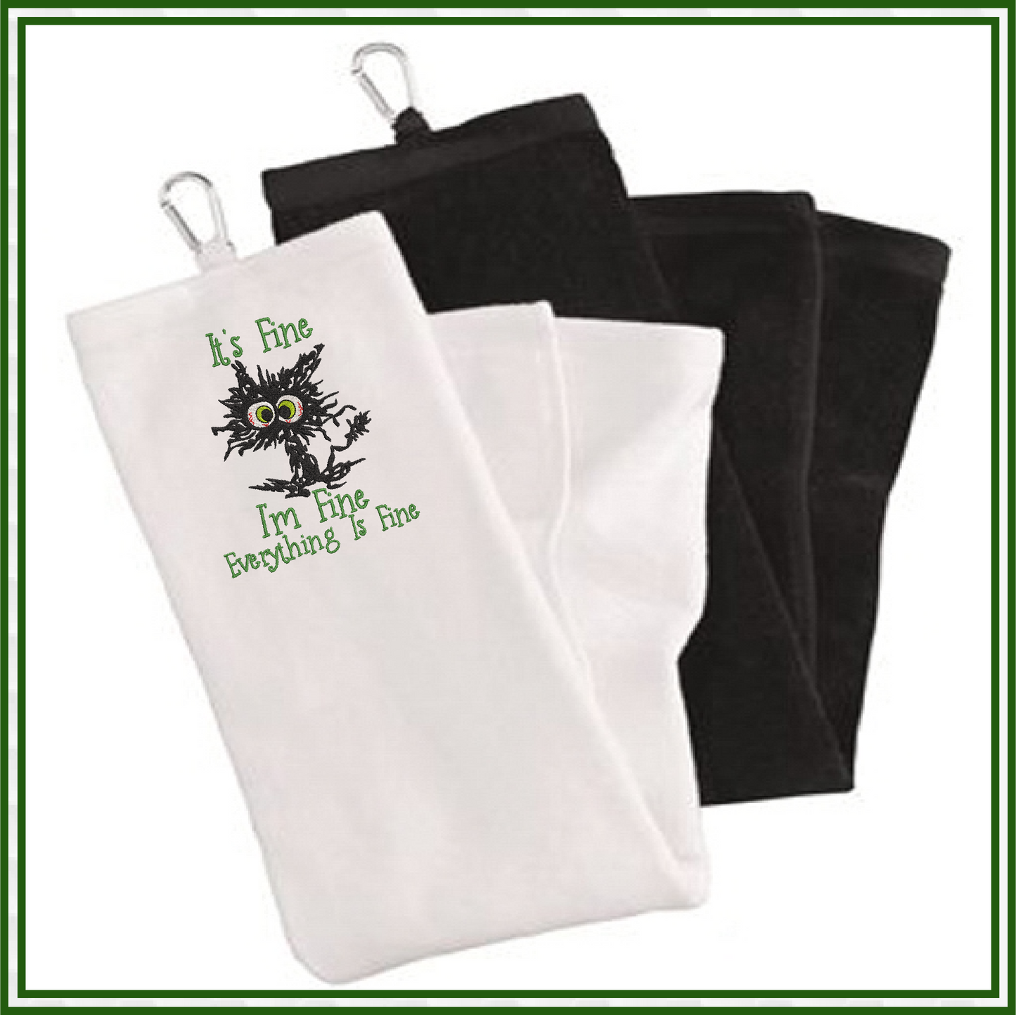 It’s Fine I’m Fine Cat Embroidery Design – Funny Neurotic Black Cat – Humorous Quote Machine Embroidery File, 8 Sizes (0651)