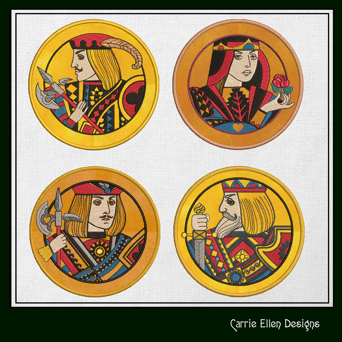King Face Card ITH Jar Opener Machine Embroidery Design, Lid Gripper, In The Hoop Embroidery Projects (1414)