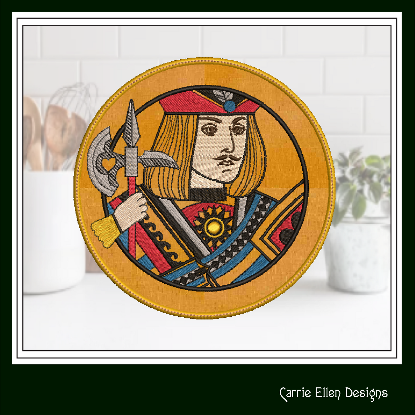 Jack Face Card ITH Jar Opener Machine Embroidery Design, Lid Gripper, In The Hoop Embroidery Projects (1413)
