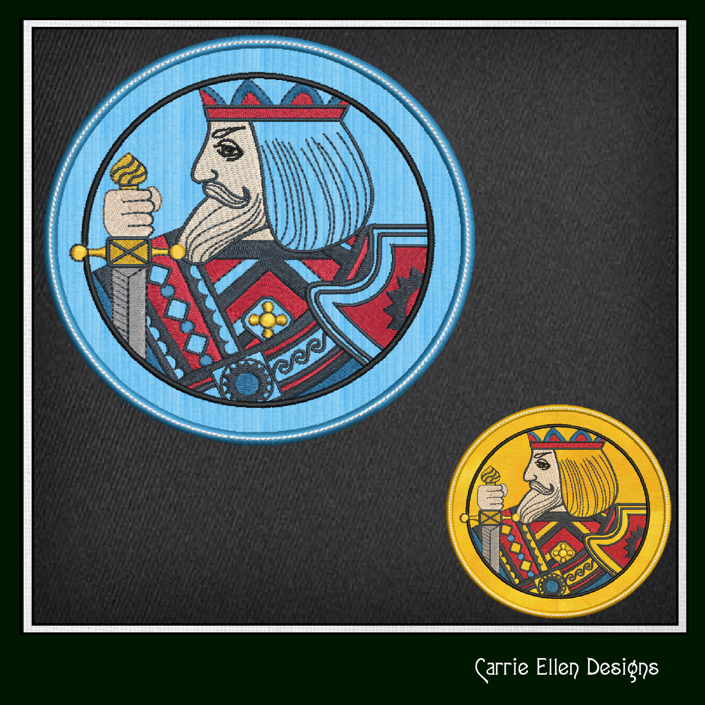 King Face Card ITH Jar Opener Machine Embroidery Design, Lid Gripper, In The Hoop Embroidery Projects (1414)