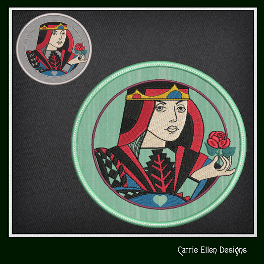 Queen Face Card ITH Jar Opener Machine Embroidery Design, Lid Gripper, In The Hoop Embroidery Projects (1415)