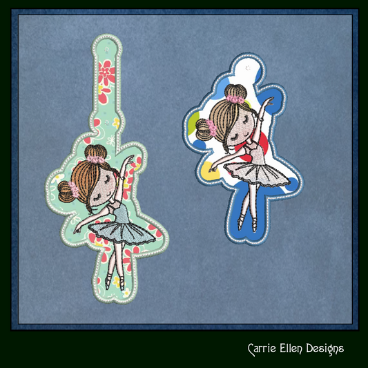 Ballerina ITH Key Fob Machine Embroidery Design | Little Ballet Dancer In The Hoop Project (1456)