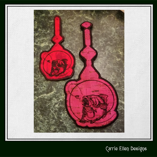 Bass Fishing ITH Key Fob Machine Embroidery Design, In The Hoop Fishing Key Tag Project (1275)