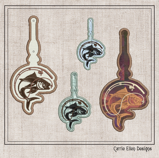 Bass Fishing ITH Key Fob Machine Embroidery Design | Fisherman Key Tag, In The Hoop Project (1289)