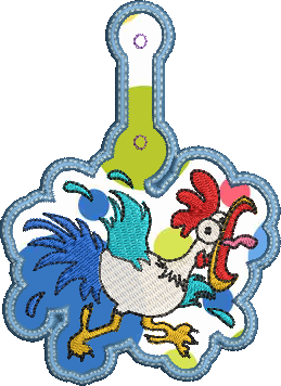 Crazy Chicken ITH Key Fob Machine Embroidery Design | Rooster Key Tag Project | Fun In-The-Hoop Embroidery (1283)