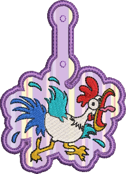 Crazy Chicken ITH Key Fob Machine Embroidery Design | Rooster Key Tag Project | Fun In-The-Hoop Embroidery (1283)