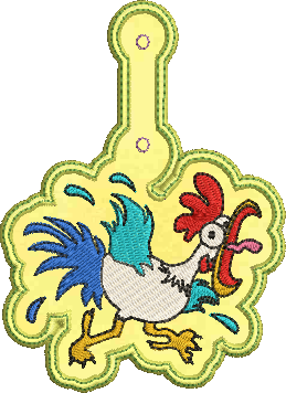 Crazy Chicken ITH Key Fob Machine Embroidery Design | Rooster Key Tag Project | Fun In-The-Hoop Embroidery (1283)