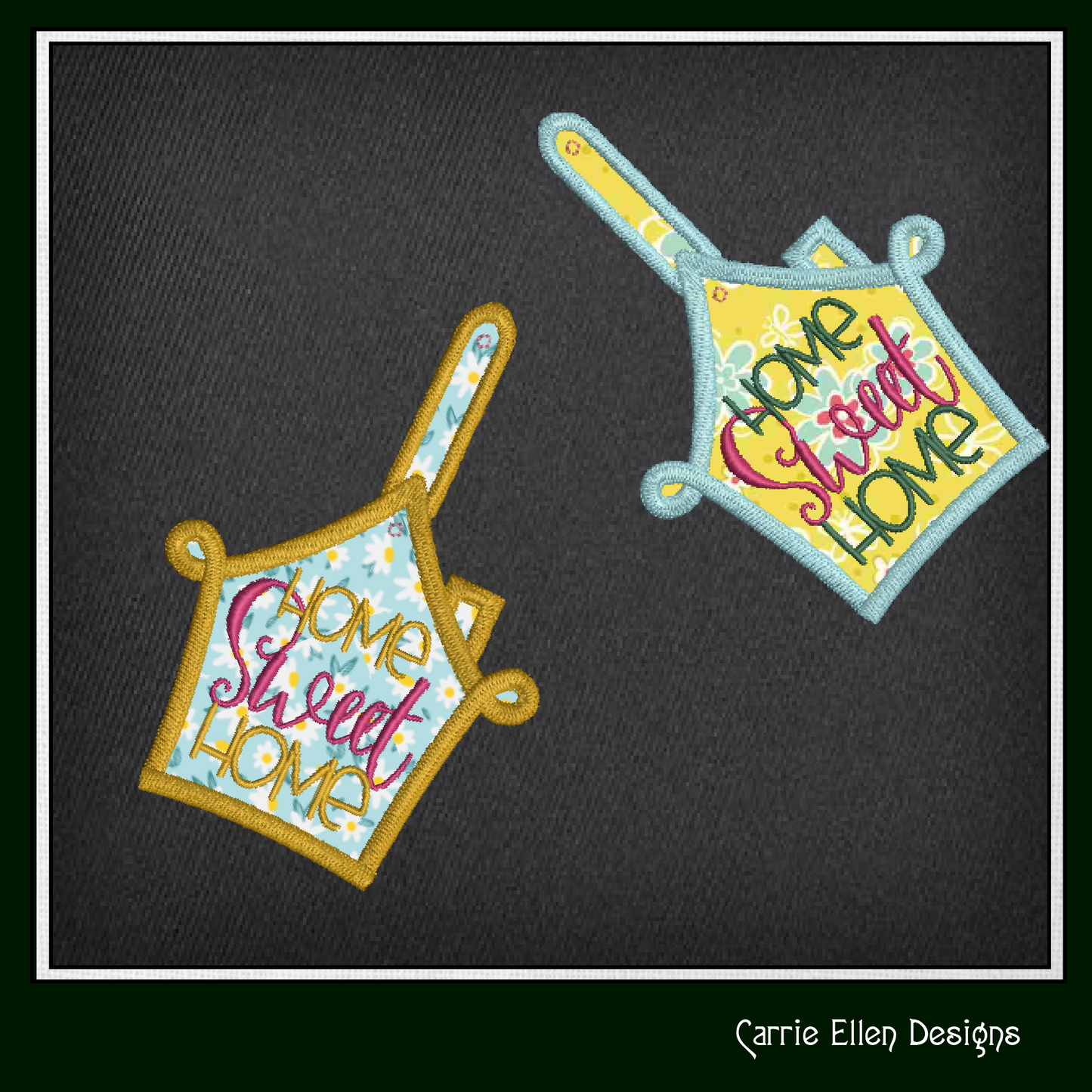 Home Sweet Home ITH Key Fob Machine Embroidery Design | House Keys Key Tag In-The-Hoop Project (1730)