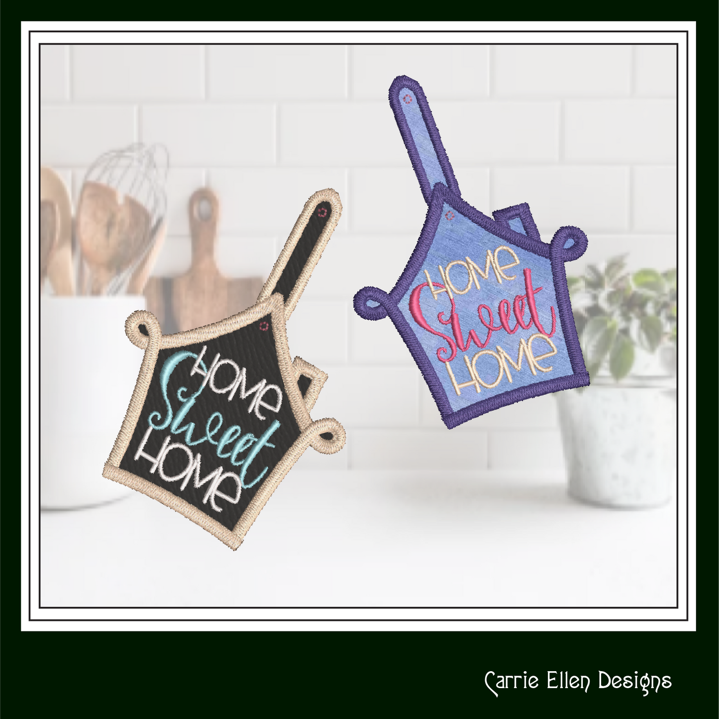Home Sweet Home ITH Key Fob Machine Embroidery Design | House Keys Key Tag In-The-Hoop Project (1730)