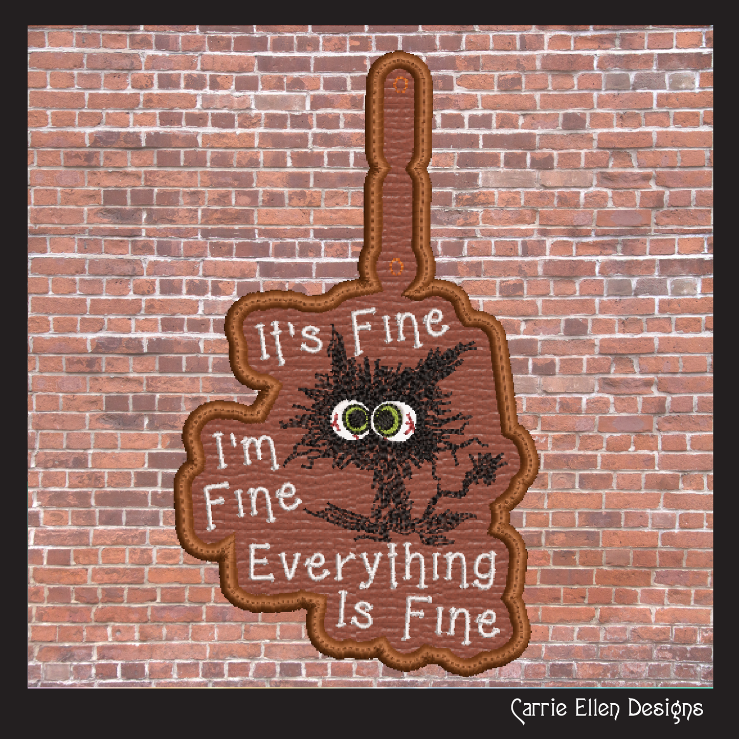 It’s Fine Cat ITH Key Fob Machine Embroidery Design | Funny Cat Saying In The Hoop Key Tag (1300)