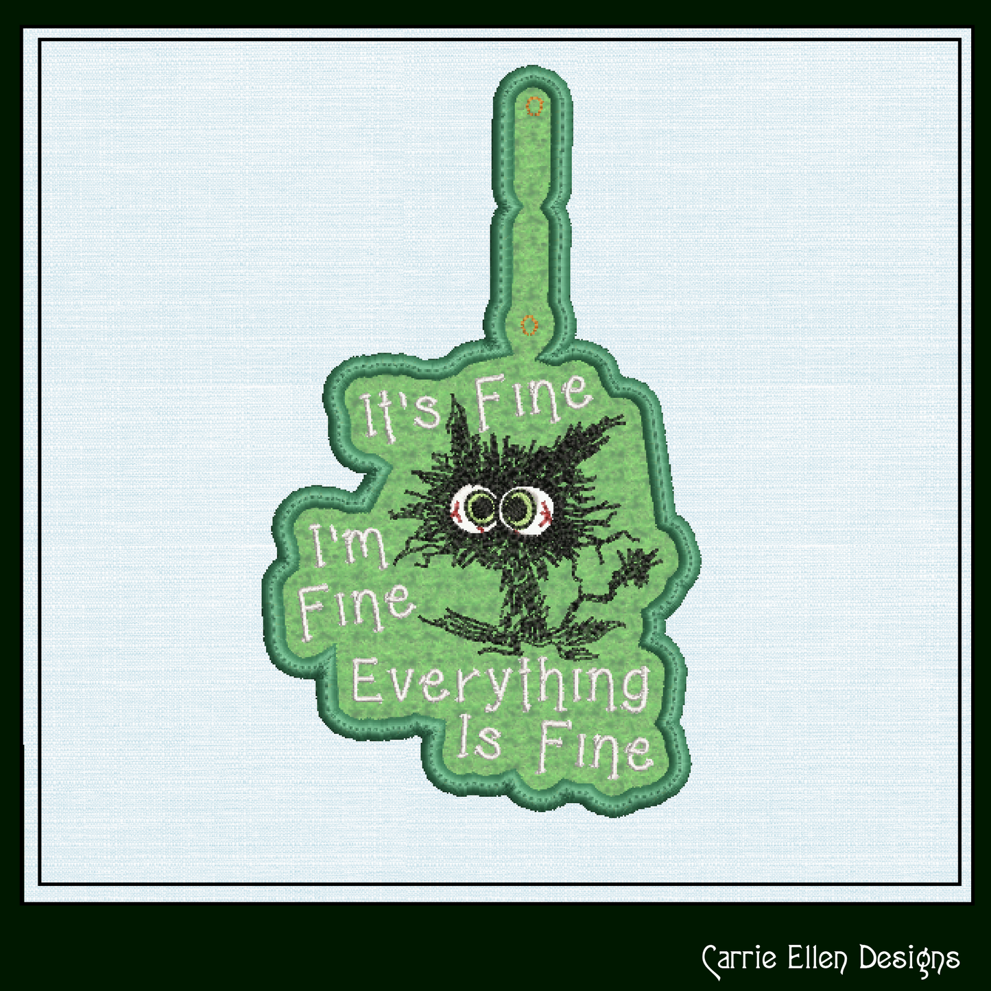 It’s Fine Cat ITH Key Fob Machine Embroidery Design | Funny Cat Saying In The Hoop Key Tag (1300)
