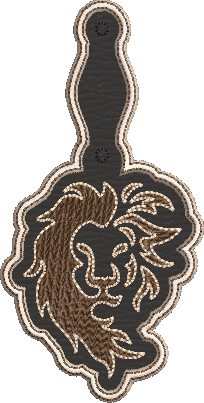 Lion ITH Key Fob Machine Embroidery Design | Lion Head In-The-Hoop Key Tag Project | Animal Embroidery 1284