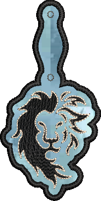 Lion ITH Key Fob Machine Embroidery Design | Lion Head In-The-Hoop Key Tag Project | Animal Embroidery 1284