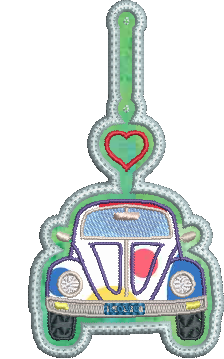 Retro Love Bug ITH Key Fob Machine Embroidery Design, Boho Hippie In-The-Hoop Embroidery Project (1285)