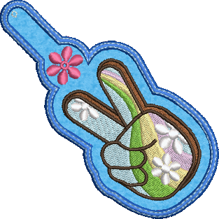 Peace Sign Hand ITH Key Fob Machine Embroidery Design – Boho Hipster In The Hoop Key Tag, Embroidery Project (1270)