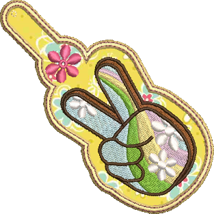 Peace Sign Hand ITH Key Fob Machine Embroidery Design – Boho Hipster In The Hoop Key Tag, Embroidery Project (1270)