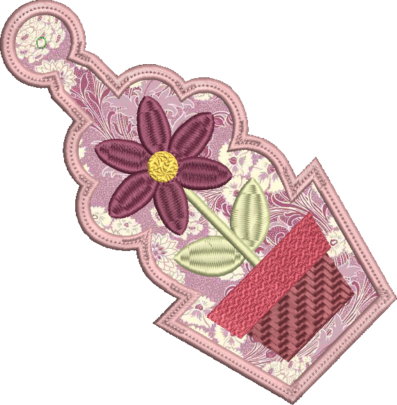 Potted Flower ITH Key Fob Machine Embroidery Design | Spring Time Potted Plant In The Hoop Project (1484)
