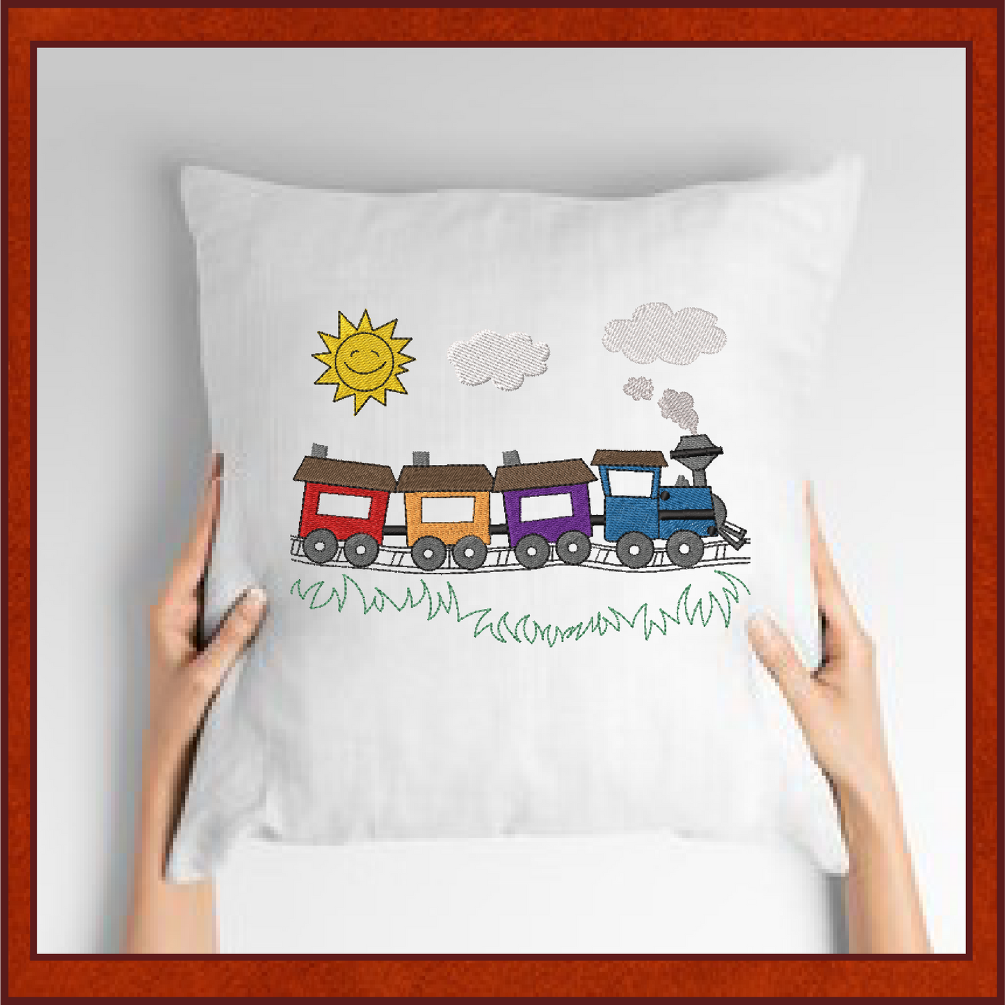 Train Cartoon Machine Embroidery Design | Colorful Kids Train | Toddler Onesie & Bib Embroidery | 6 Sizes (0753)
