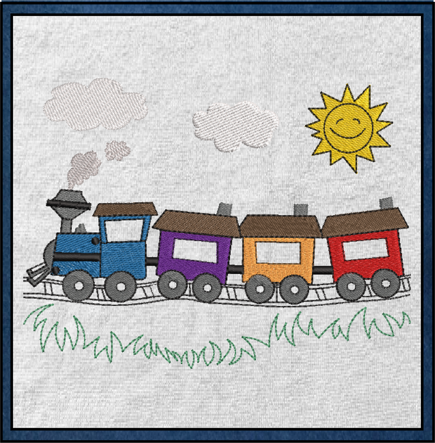 Train Cartoon Machine Embroidery Design | Colorful Kids Train | Toddler Onesie & Bib Embroidery | 6 Sizes (0753)