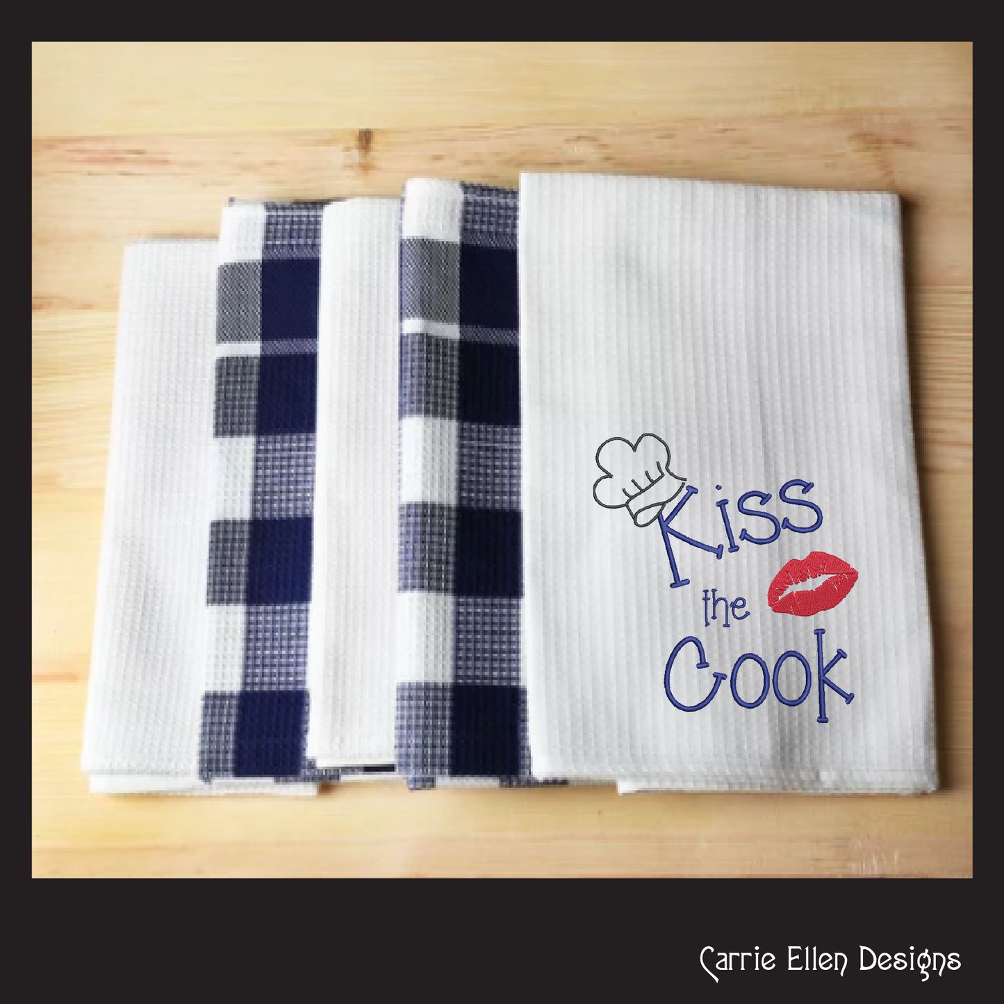 Kiss The Cook Machine Embroidery Design – Cooking Chef with Red Lips Embroidery Quotes, 6 Sizes (1119)