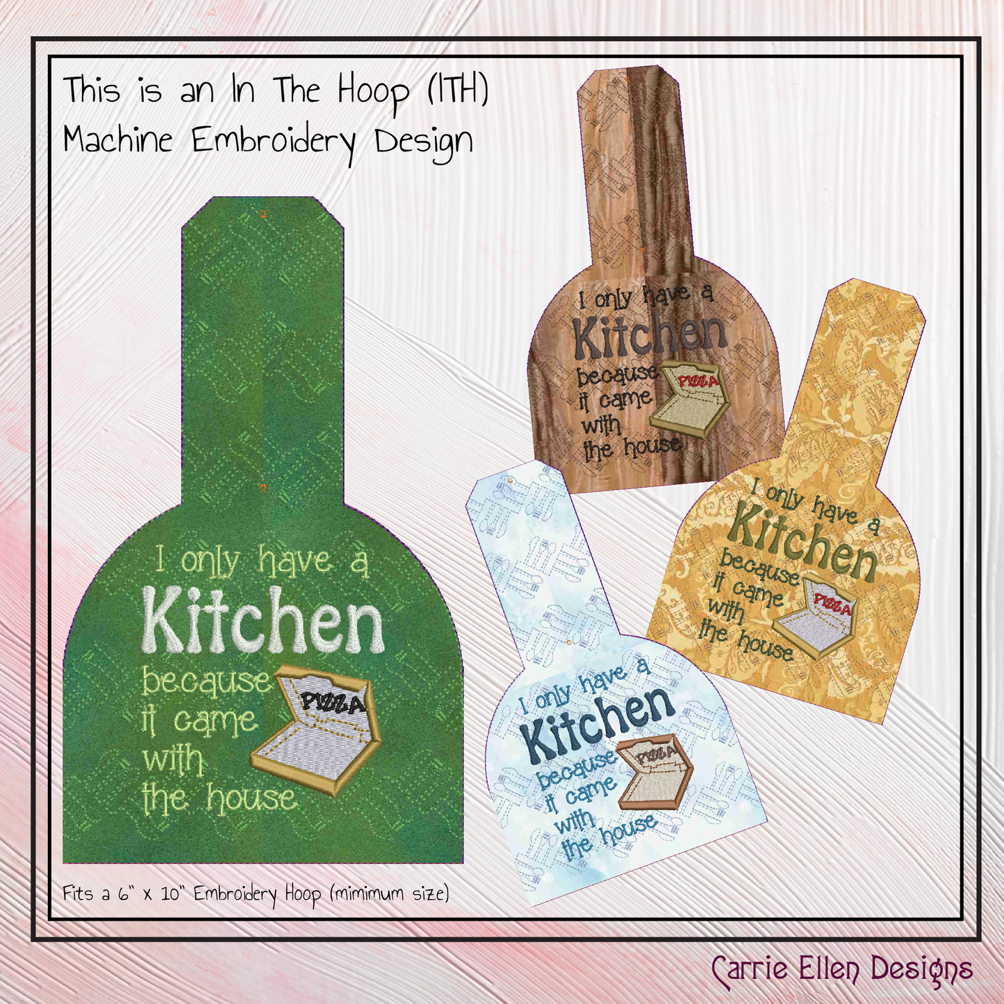 Kitchen Came With House ITH Towel Topper Machine Embroidery Design Saying, Kitchen Theme In The Hoop Towel Holder (2580)