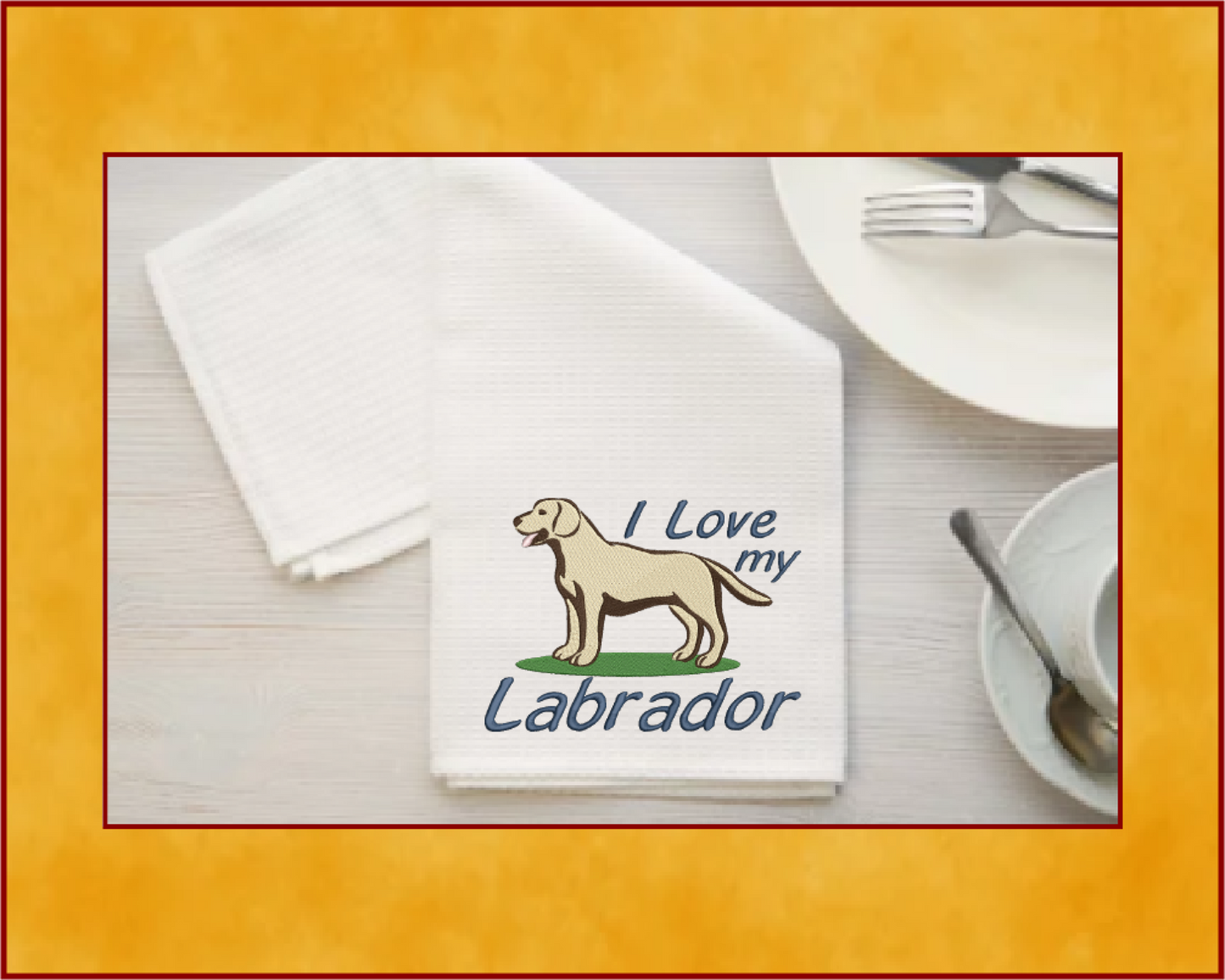 I Love My Labrador Machine Embroidery Design – Labrador Retriever Dog Stitch File, 10 Sizes (0141)