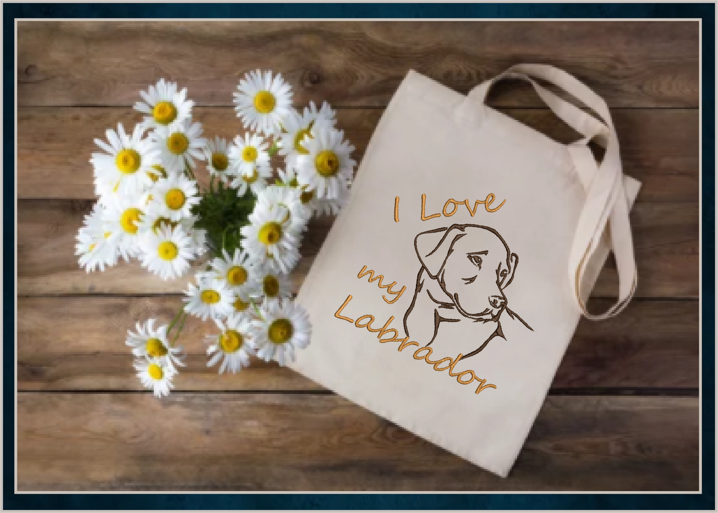 I Love My Labrador Machine Embroidery Design – Black Lab Dog Design, Labrador Retriever Stitch File, 10 Sizes (0140)