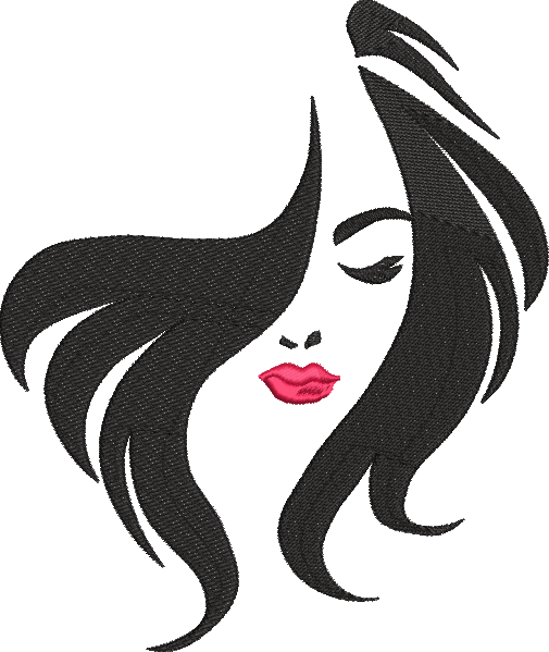 Beautiful Woman Face with Red Lips Machine Embroidery Design | Glamorous Female Face Embroidery | Chic Portrait Design | 10 Sizes (0479)