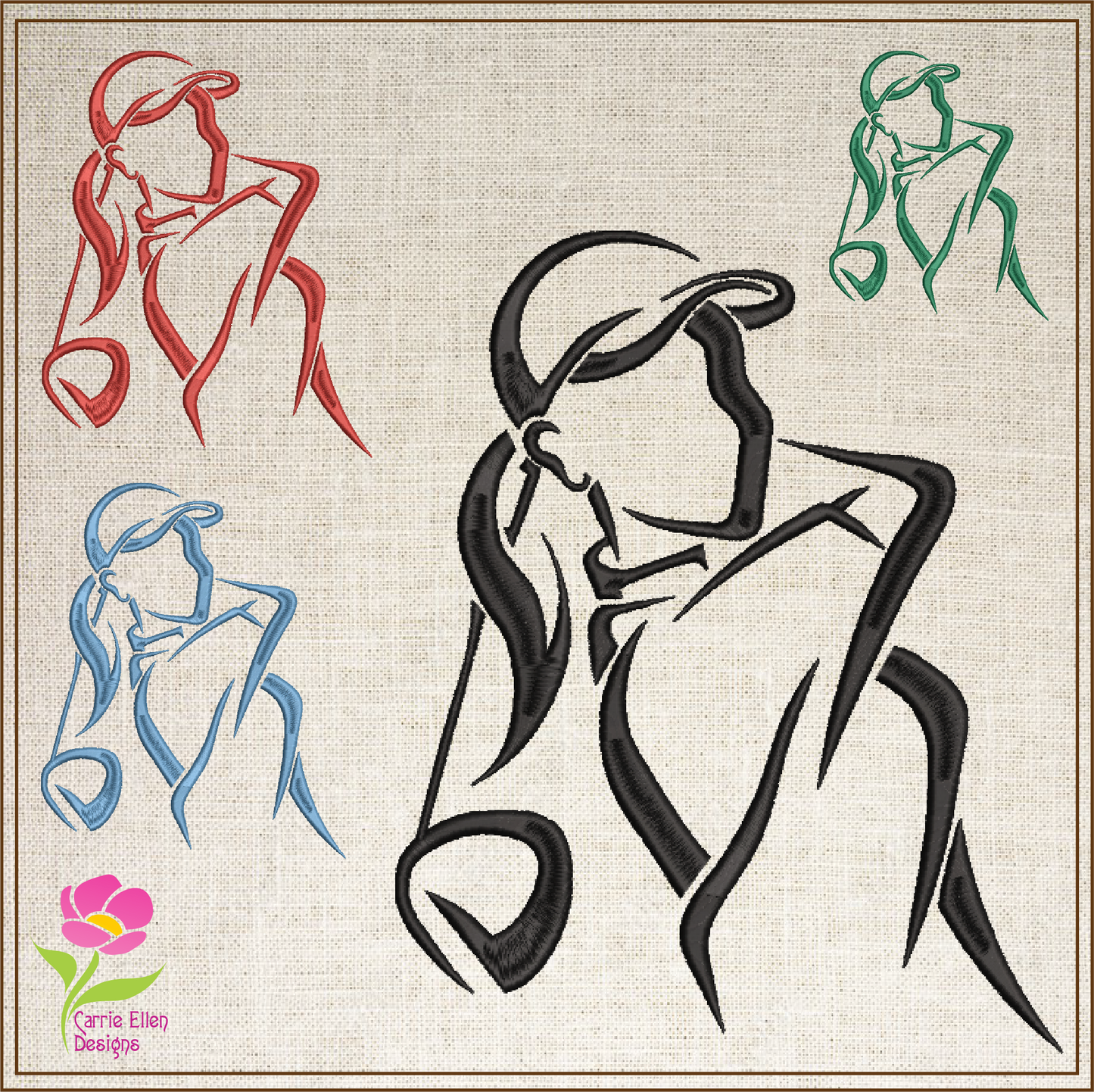 Lady Golfer Silhouette Machine Embroidery Design | Women’s Golf Sport Design | Golfing Embroidery Pattern | 6 Sizes (0702)