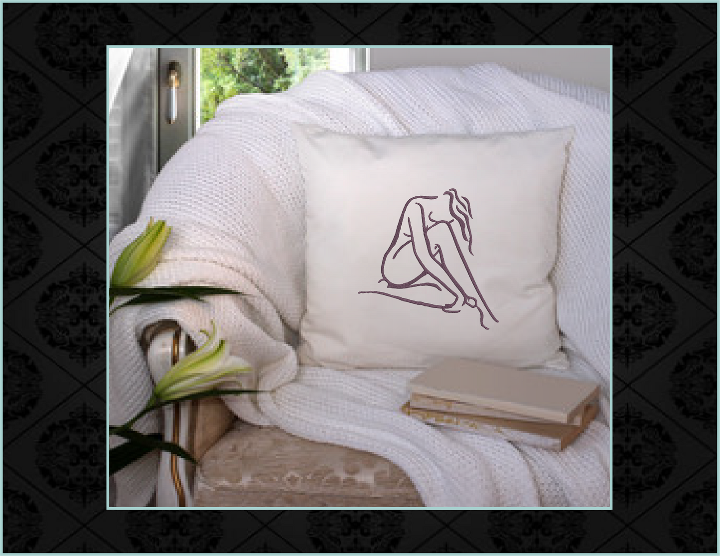 Lady Pose Machine Embroidery Design – Elegant Fine Art Nude Woman Stitch Pattern, 8 Sizes (0478)