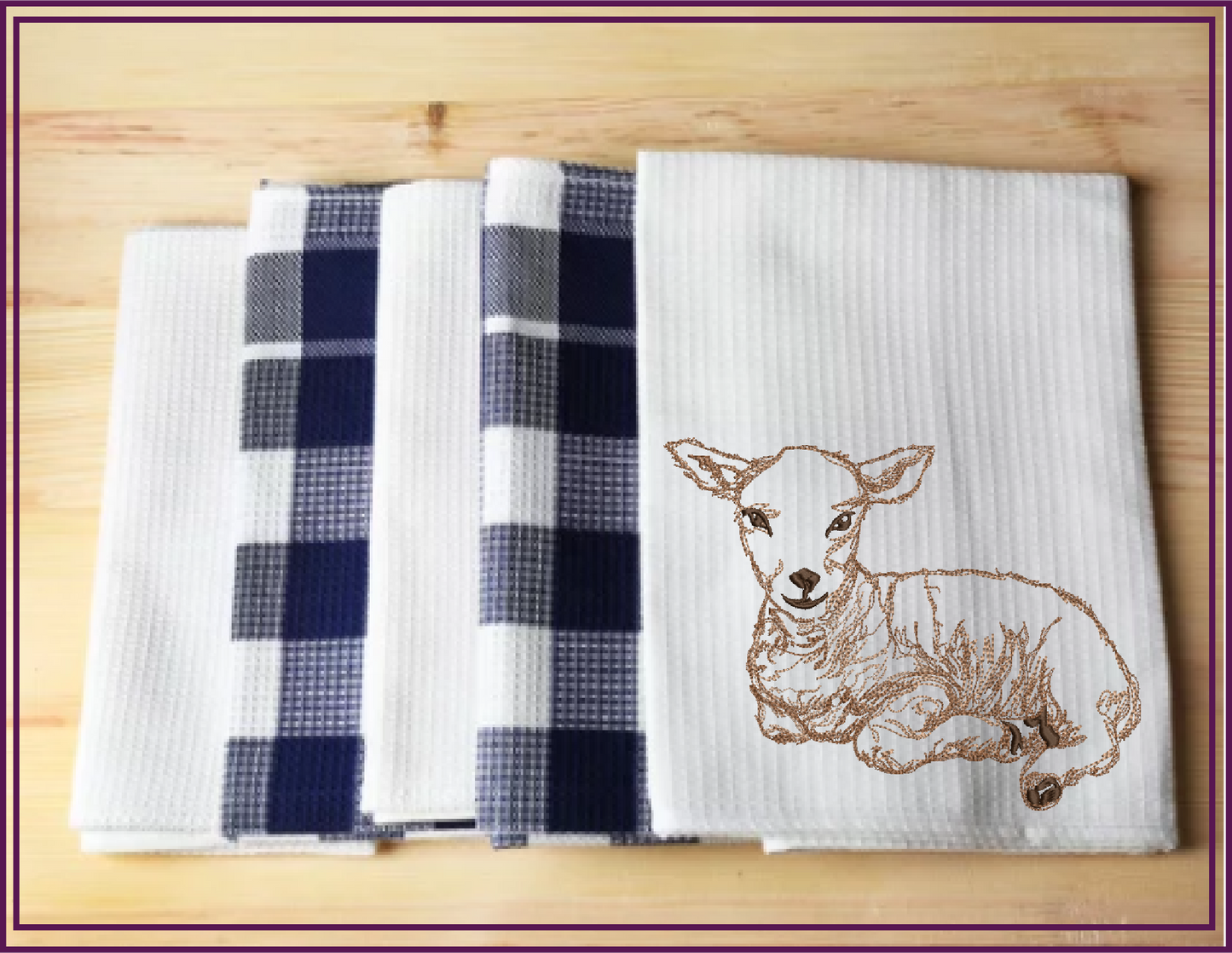 Little Lamb Machine Embroidery Sketch Design – Baby Farm Animal Line Art Embroidery Pattern, 6 Sizes (0529)