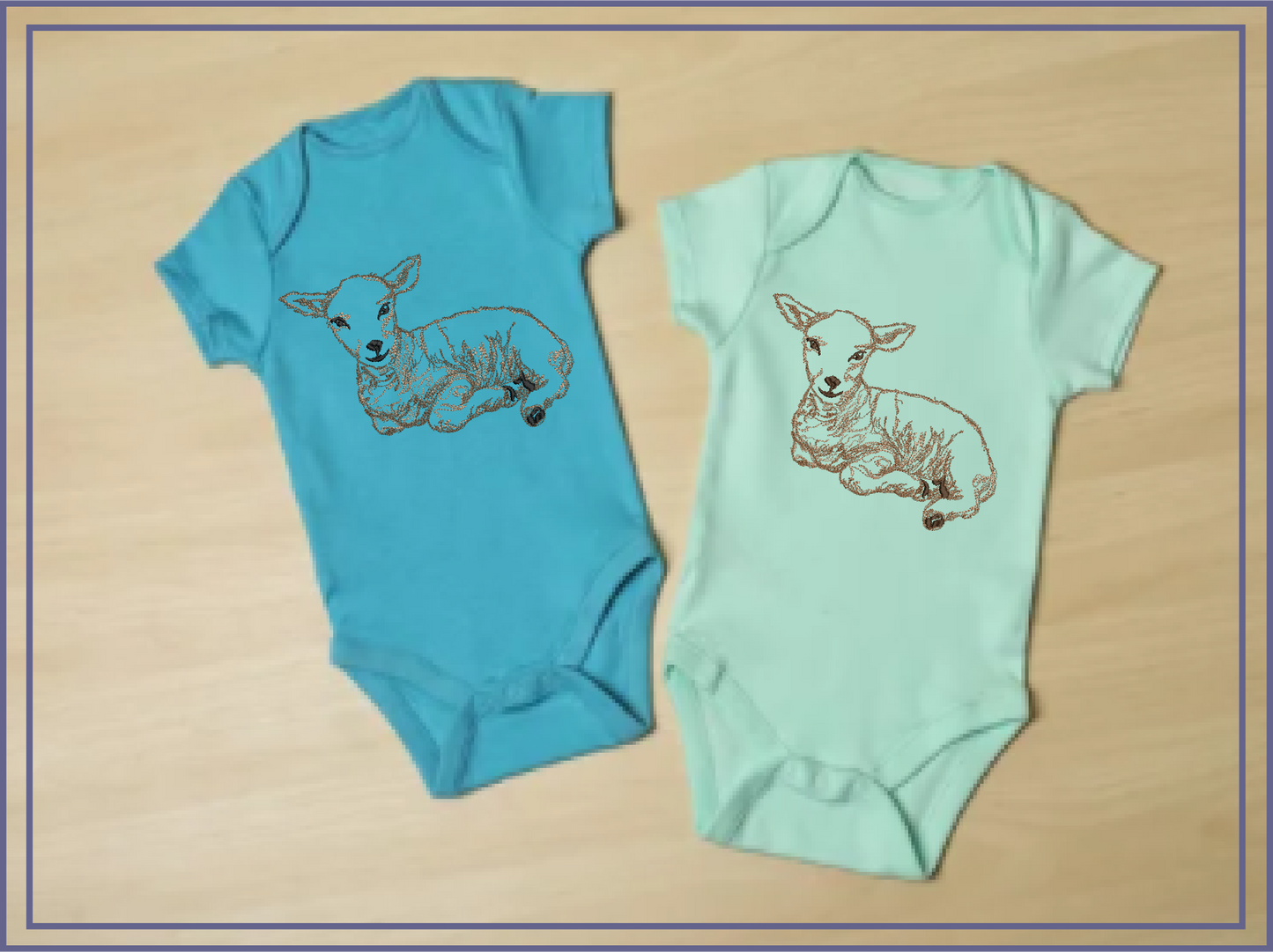 Little Lamb Machine Embroidery Sketch Design – Baby Farm Animal Line Art Embroidery Pattern, 6 Sizes (0529)