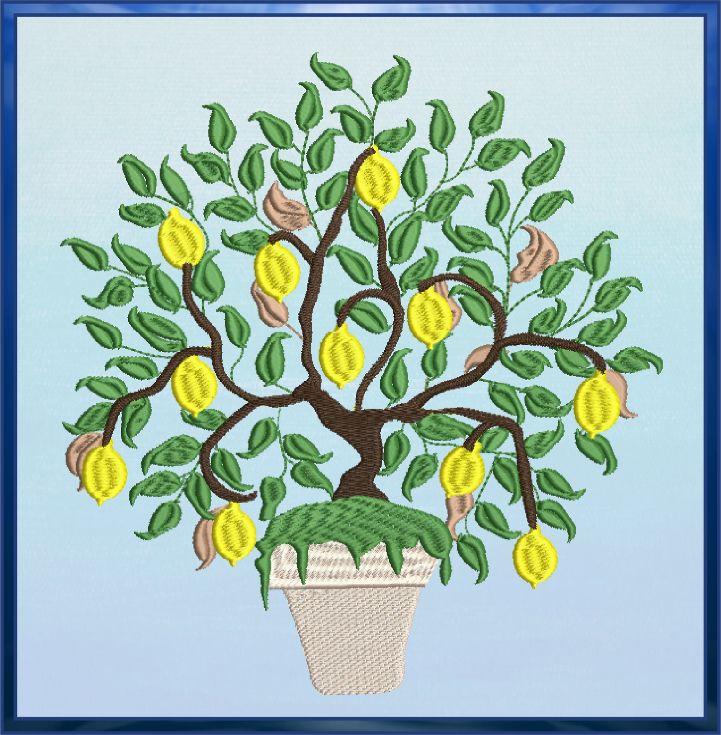 Lemon Tree Machine Embroidery Design | Fruit Tree Pattern | Home & Garden Potted Plant Embroidery | 10 Sizes (0600)