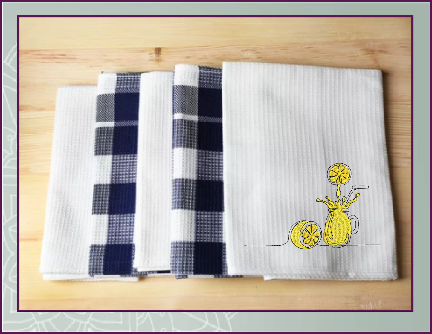 Lemonade Machine Embroidery Line Art Design – Summer Lemon Fruit Pattern, Refreshing Citrus Embroidery, Sour & Tart Design, 10 Sizes (0457)